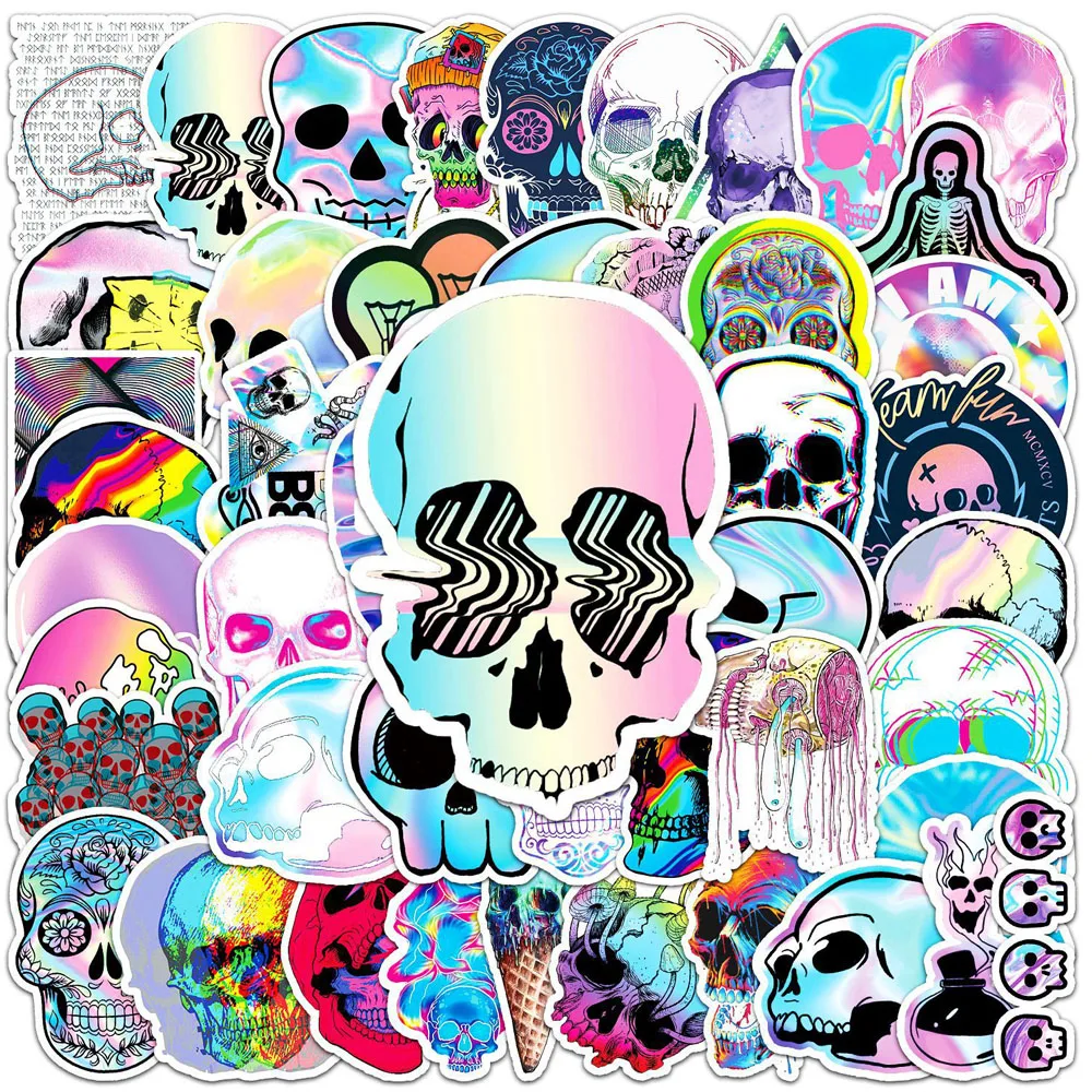 

10/30/50pcs Cool Cartoon Skull Waterproof Stickers Skateboard Car Phone Laptop Luggage Motorcycle Bike Decoration Sticker Decals