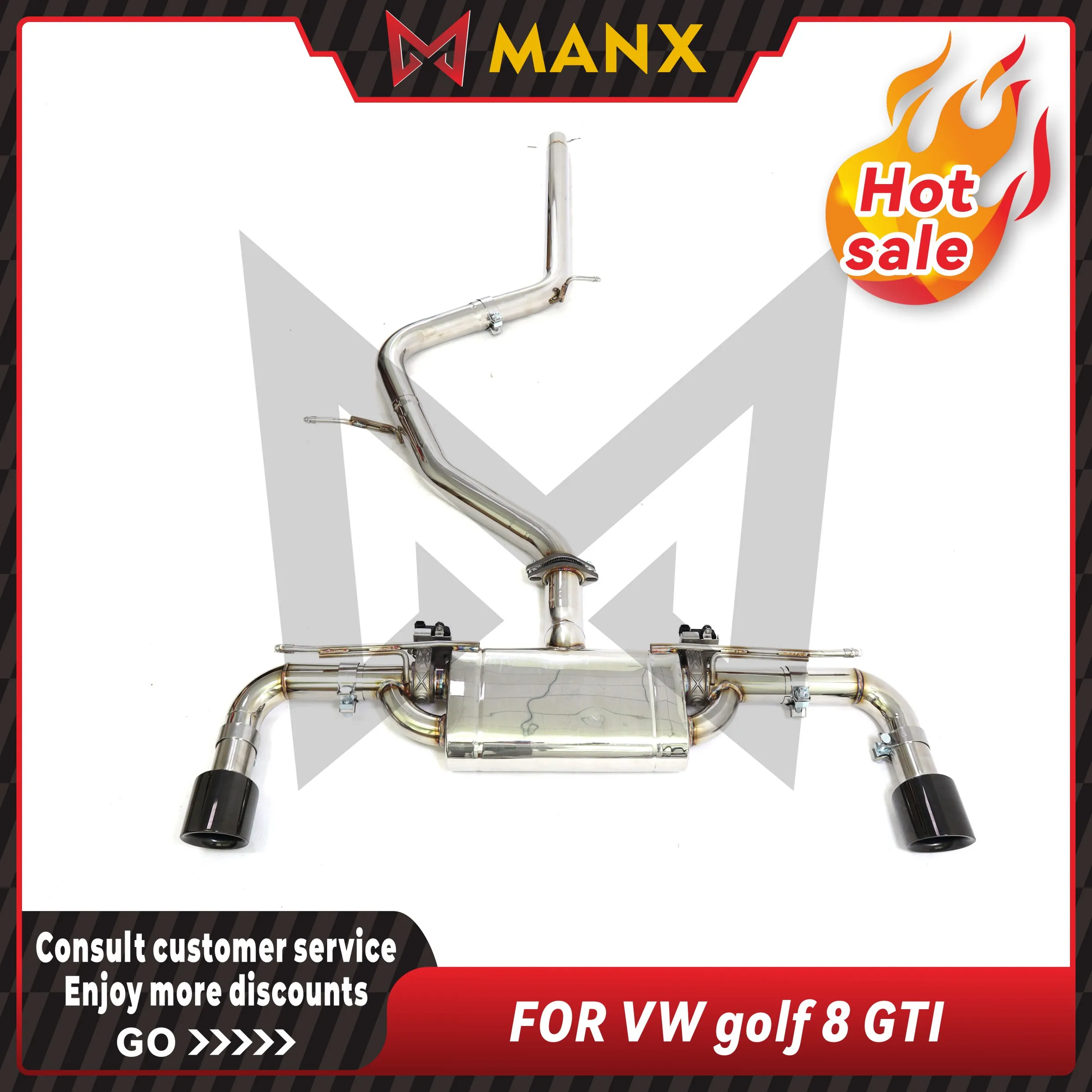 

MANX Car Exhaust system for VW golf 8 GTI Stainless steels Catback Performance exhaust pipe with remote control valve