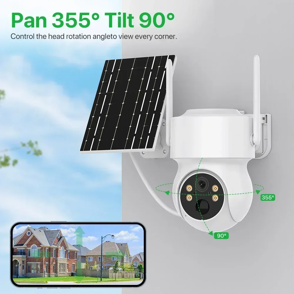 

WiFi PTZ Camera Wireless Solar IP Human Detection Camera 4MP Built-in Battery Video Surveillance Camera Long Time Standby iCsee