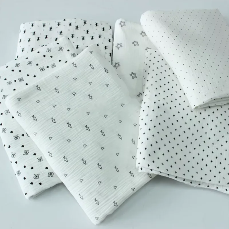 

Fabric Double Cotton Fabric White Polka Dot Bow Soft Towel Blanket Dress Pajama Fabric