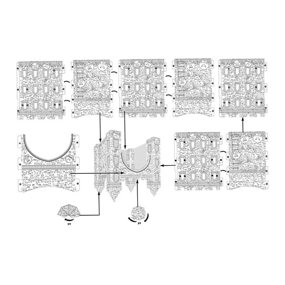 1 ensemble de Puzzle de coloriage château 3D, papier biodégradable écologique, Kit d'artisanat d'art créatif pour enfants, bricolage, éducatif détachable pour