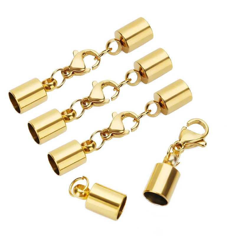 

5pcs/lot Gold Plated Stainless Steel Clasps With Lobster Clasp Buckle Leather Cord Lock for DIY Leather Bracelet Jewelry Making