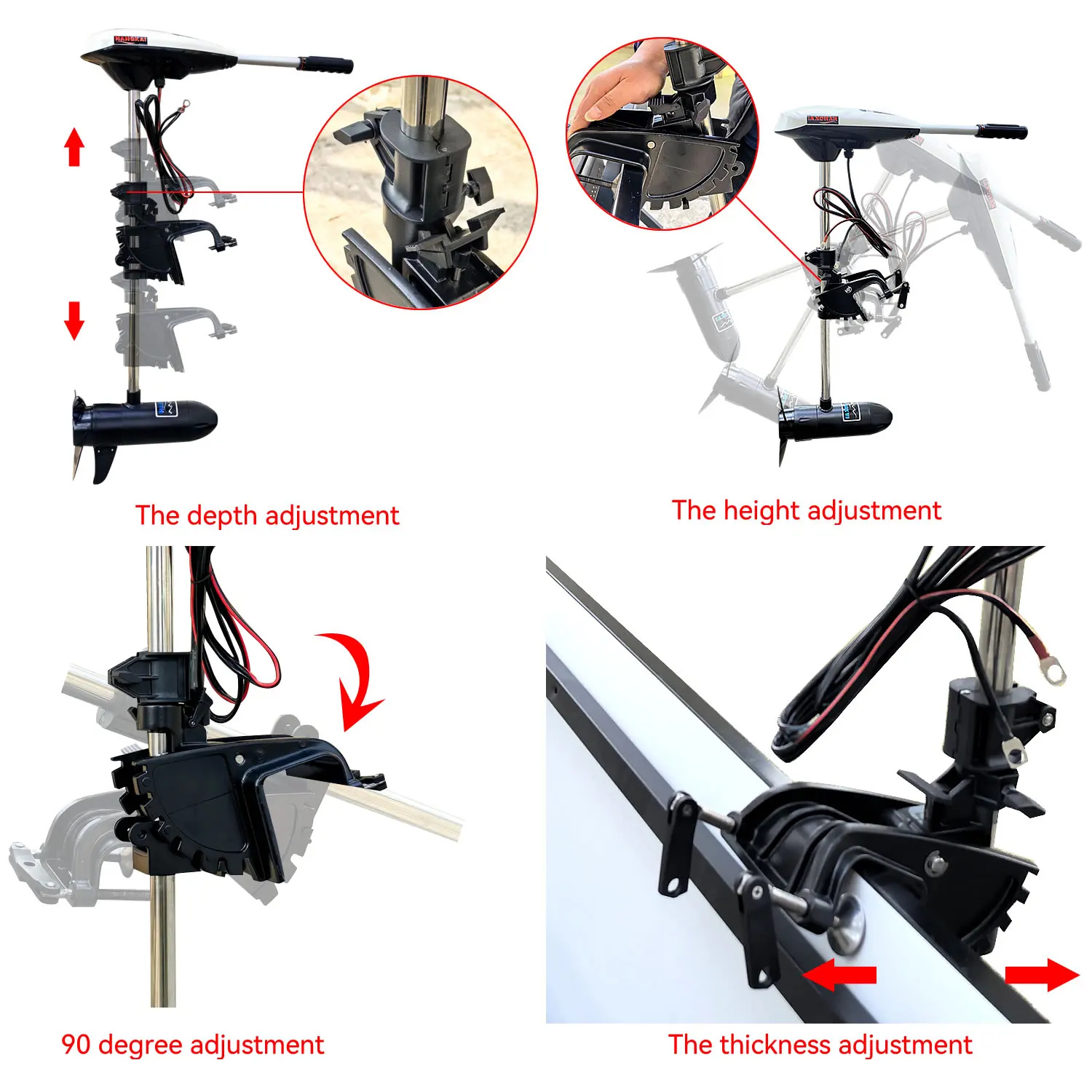 Silnik elektryczny do łodzi pontonowej 55/65 lbs DC 12V z napędem przednim i tylnym.