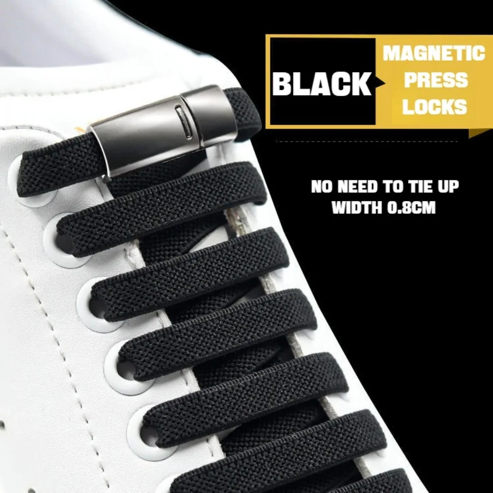 

1 пара шнурков с магнитным замком без завязок, плоские эластичные шнурки, кроссовки, ботинки, шнурки без завязок, резиновые ленты для обуви, аксессуары