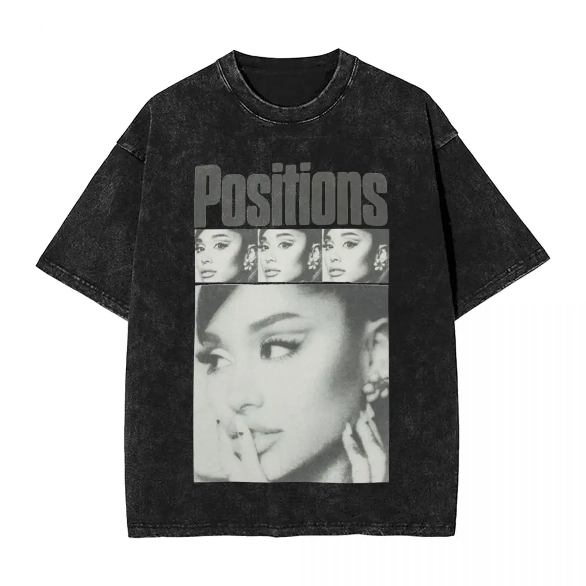 Ariana Grandes Positions Washed T Shirt Streetwear Hip Hop Vintage T-Shirt Tees Tops Men Women Cotton Oversize Graphic