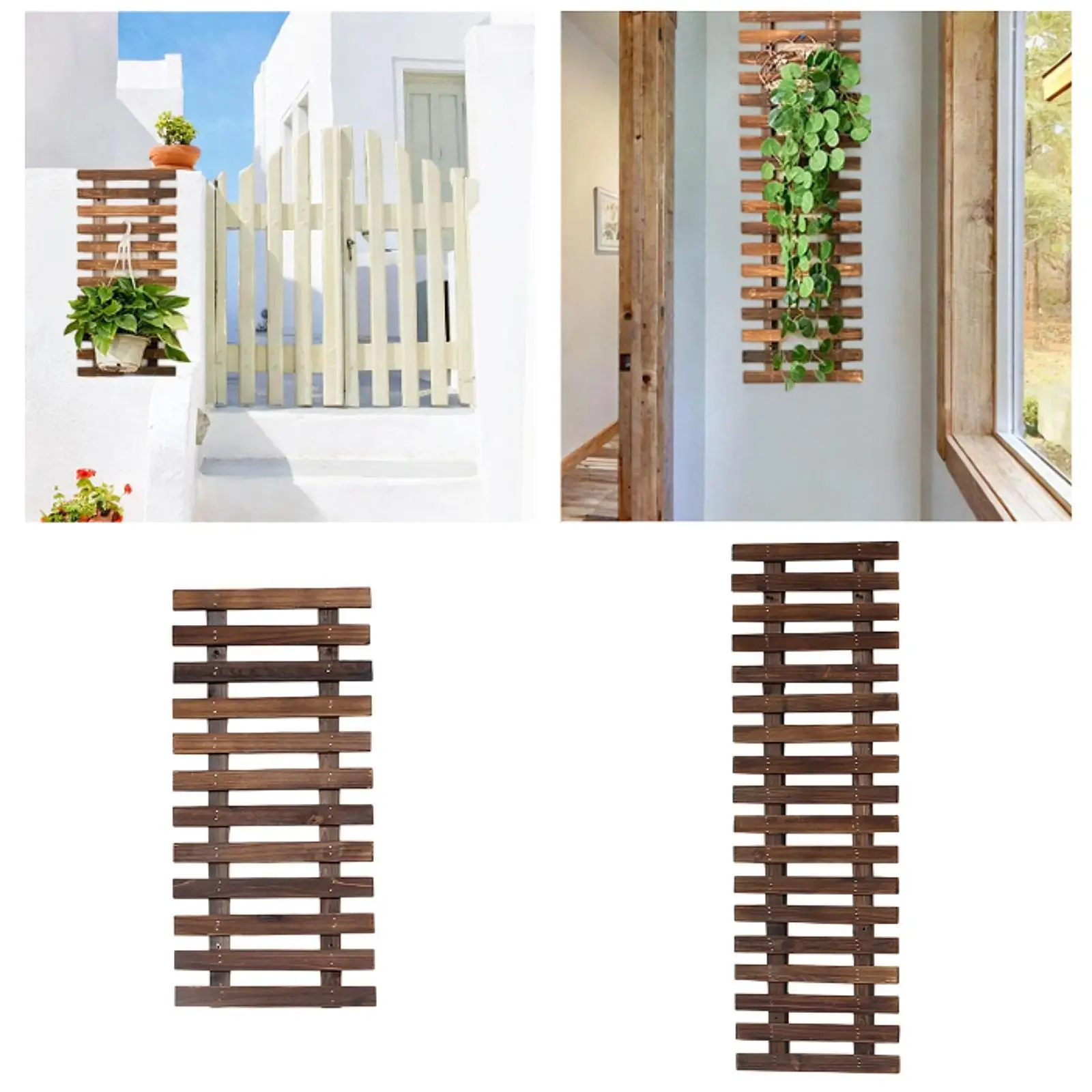 Wall Mounted Wooden Planter Stand Rectangular Hanging Flower Pot Balcony Plant Shelf for Outdoor Patio Home Decoration