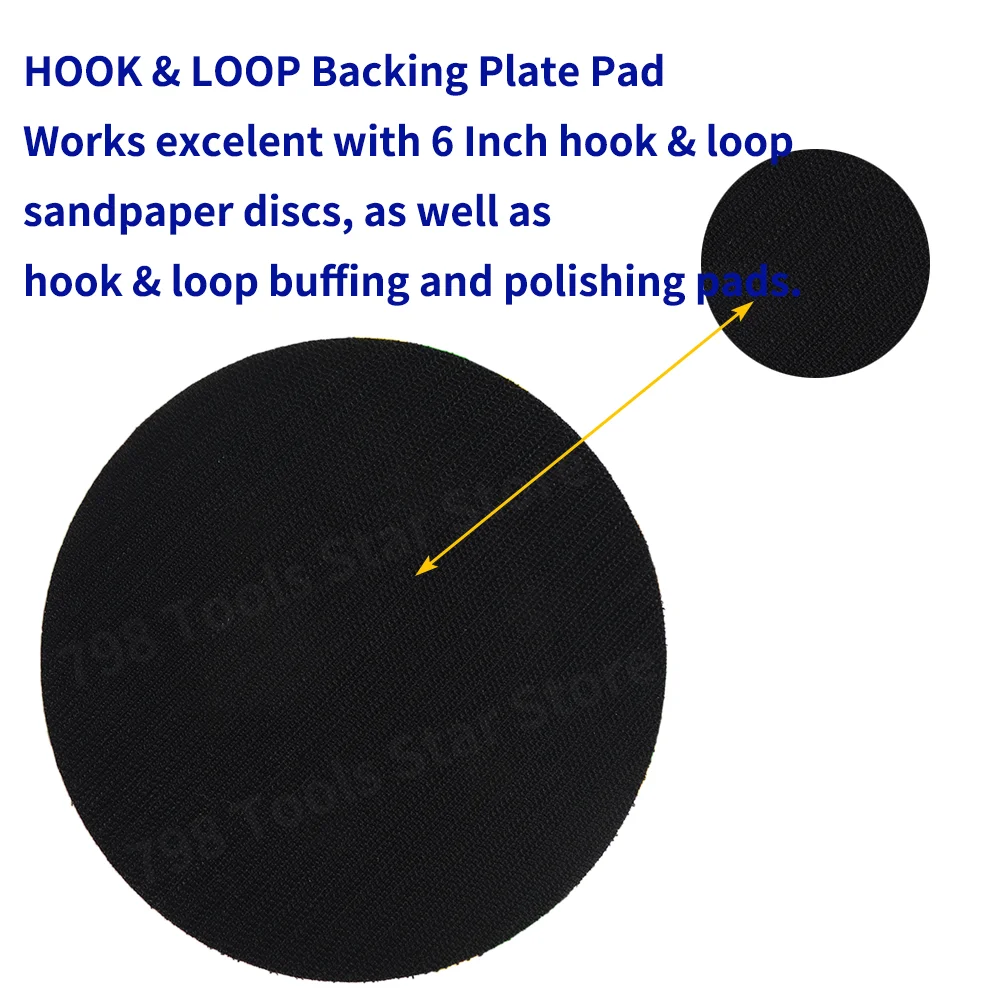 Imagem -03 - Air Random Orbital Sander Backing Plate Hook And Loop Backing Plates Polisher Pad para Lixar da Pol 16 Pol 24 Thread 150 mm 6in 1pc