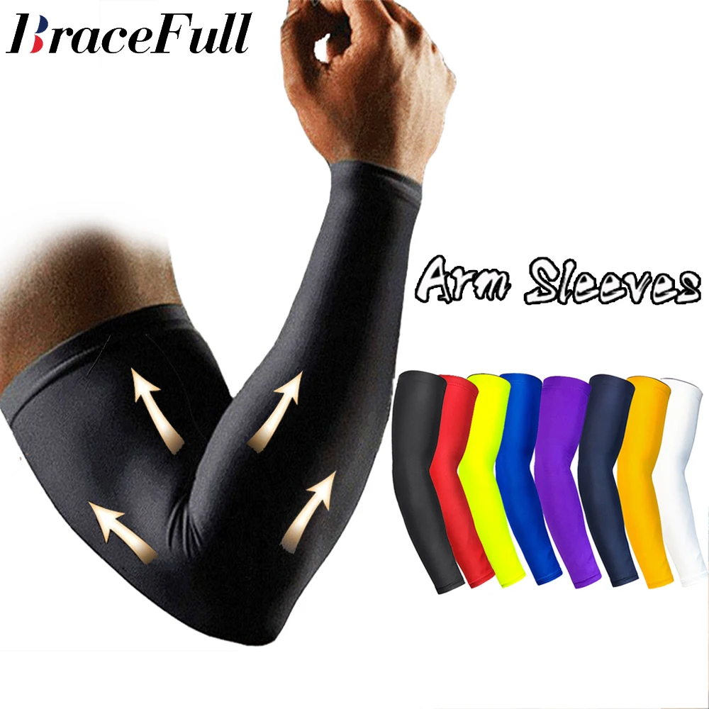 

1Pcs Sports Arm Compression Sleeve Basketball Cycling Arm Warmer Summer Running UV Protection Volleyball Sunscreen Bands