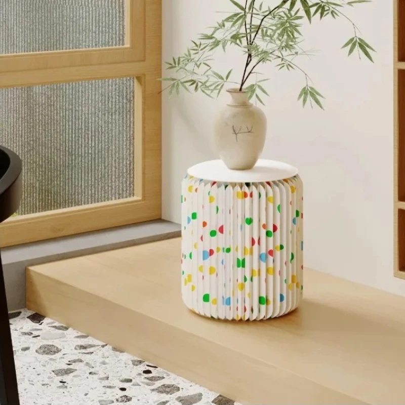 

Складной табурет для переобувания, низкая скамья для хранения в гостиной, складной круглый табурет в горошек для хранения вещей