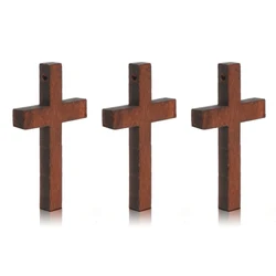 Aiovlo 20pcs/lot Natural Wood Cross Charms Pendant DIY Necklace Charm Jewelry Making Findings Handmade Accessories Supplies