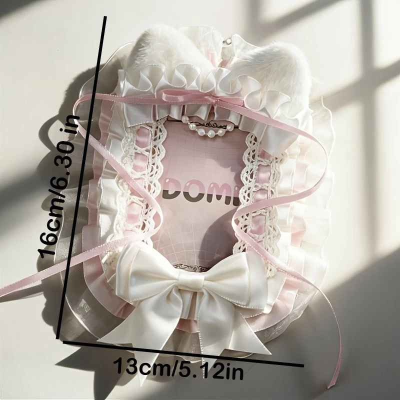 5pcs Card Collection Sleeves Anime Merchandise Celebrity Photo Decorative Card Holder Plush Cat Ear with Cute Bow Backpack Charm