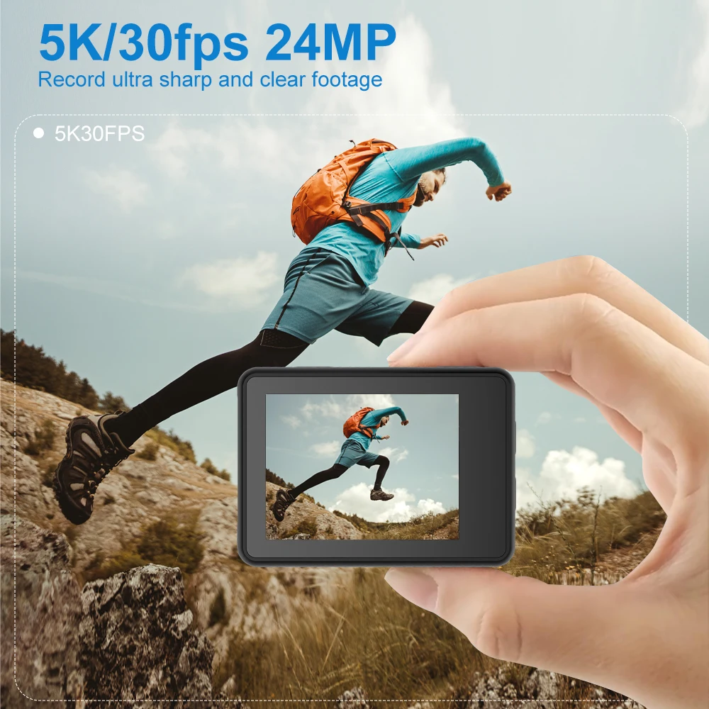 Ourlife MTR60 5K30fps Action Camera with Touch Screen EIS 30M Waterproof Underwater Camera Remote Control 5X Zoom WiFi Cameras image 2