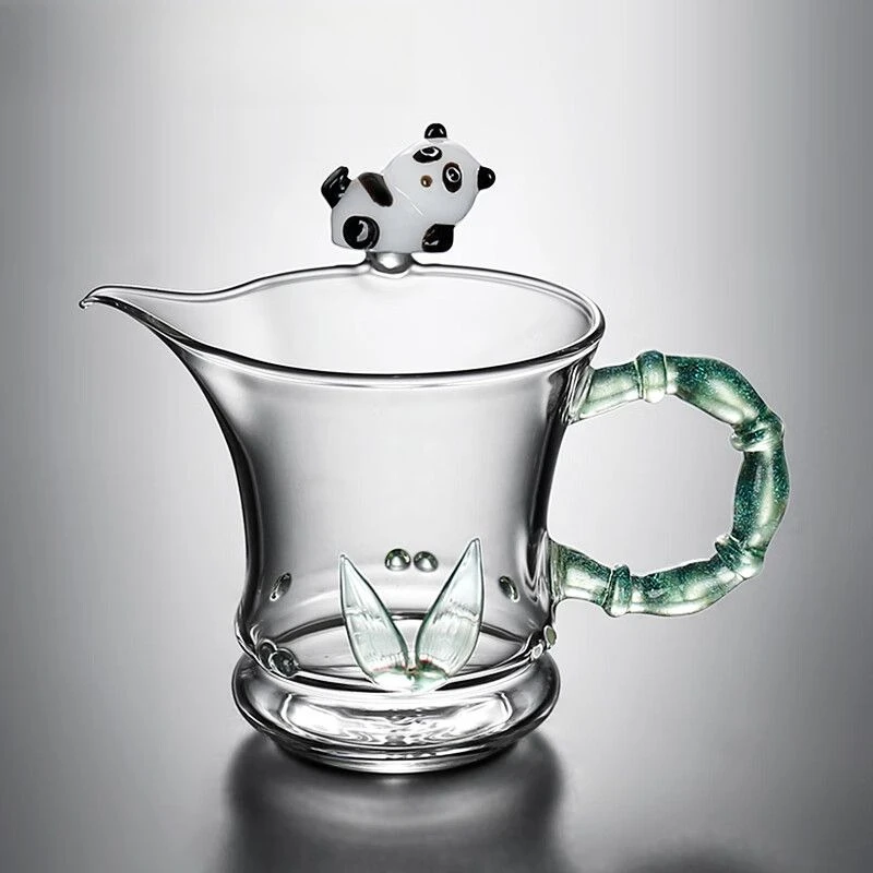 

Handmade glass fair cup panda play bamboo exquisite high-end male cup heat-resistant glass tea dispenser Kung Fu