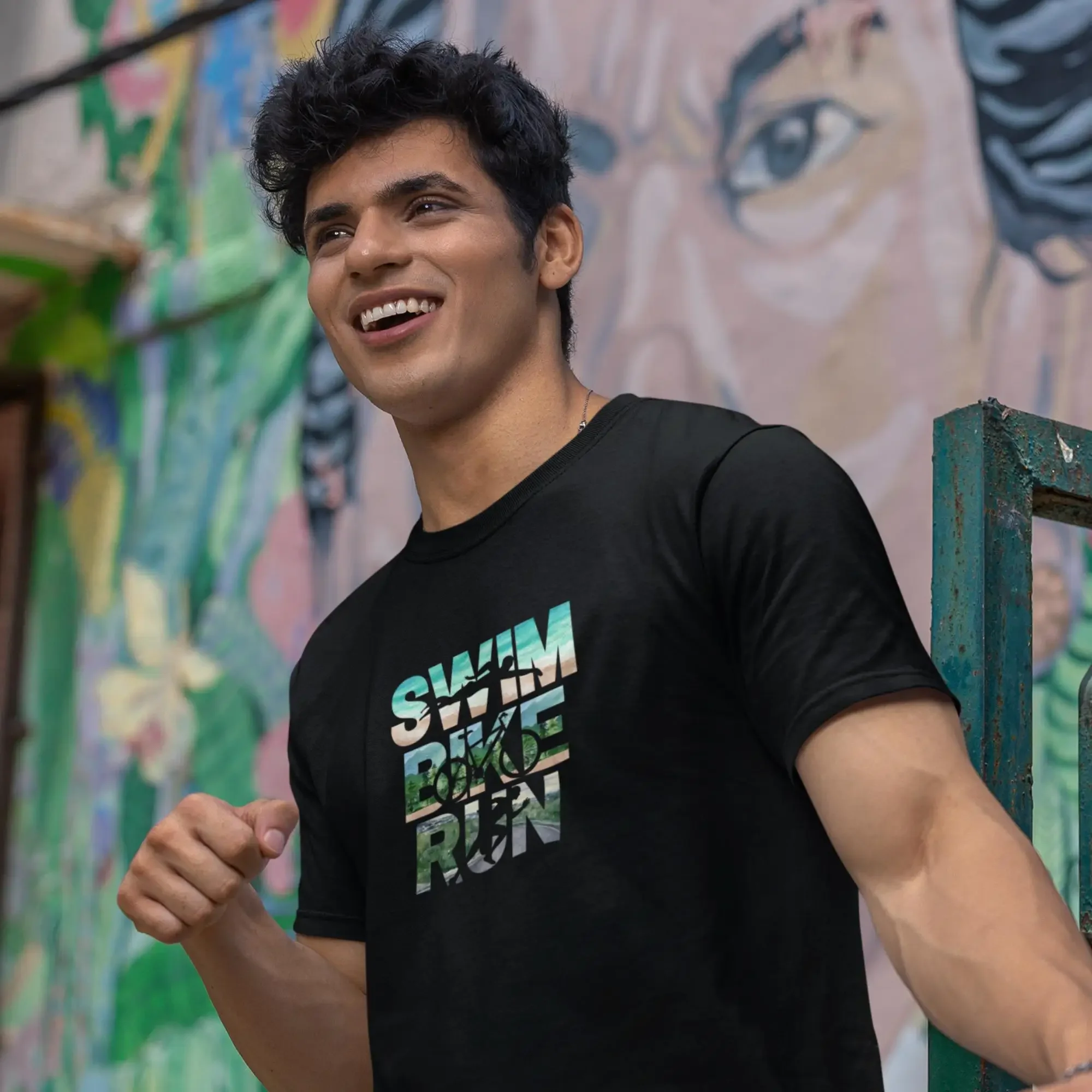 Swim Bike Run Triathlon T-Shirt aus Baumwolle für Triathleten, für Sie oder Ihn, für Finisher nach dem Rennen