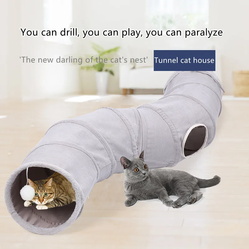 New Arrival S-Shaped Cat Tunnel Toy with Foldable Channel for Cats to Play and Enjoy, Made of Velvet, Ideal Pet Supply