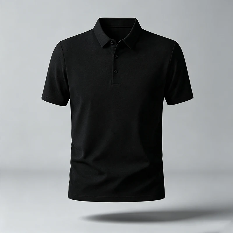 Herren-Poloshirt mit festem Revers, kurzen Ärmeln, dreireihiger Knopfleiste, normaler Passform, weich, atmungsaktiv, klassisch, für Business, Freizeit und Alltag. – Detail 13