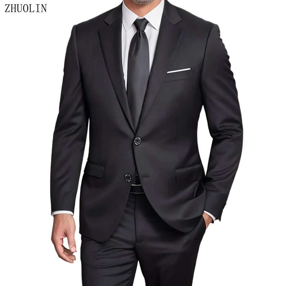 High Quality Wedding Suits For Men Elegant Blazers 2 Set 3 Pieces  Business Formal Jackets Vest Pants Full Coats 2024 image 6