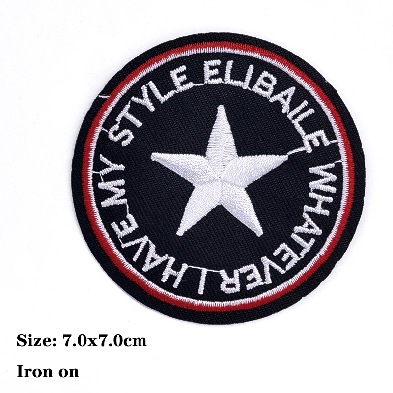 2 Pcs Fashion Round Football Star Compass Bee Anchor Icon Embroidered Applique For Clothing DIY Iron on Patches on the sticker