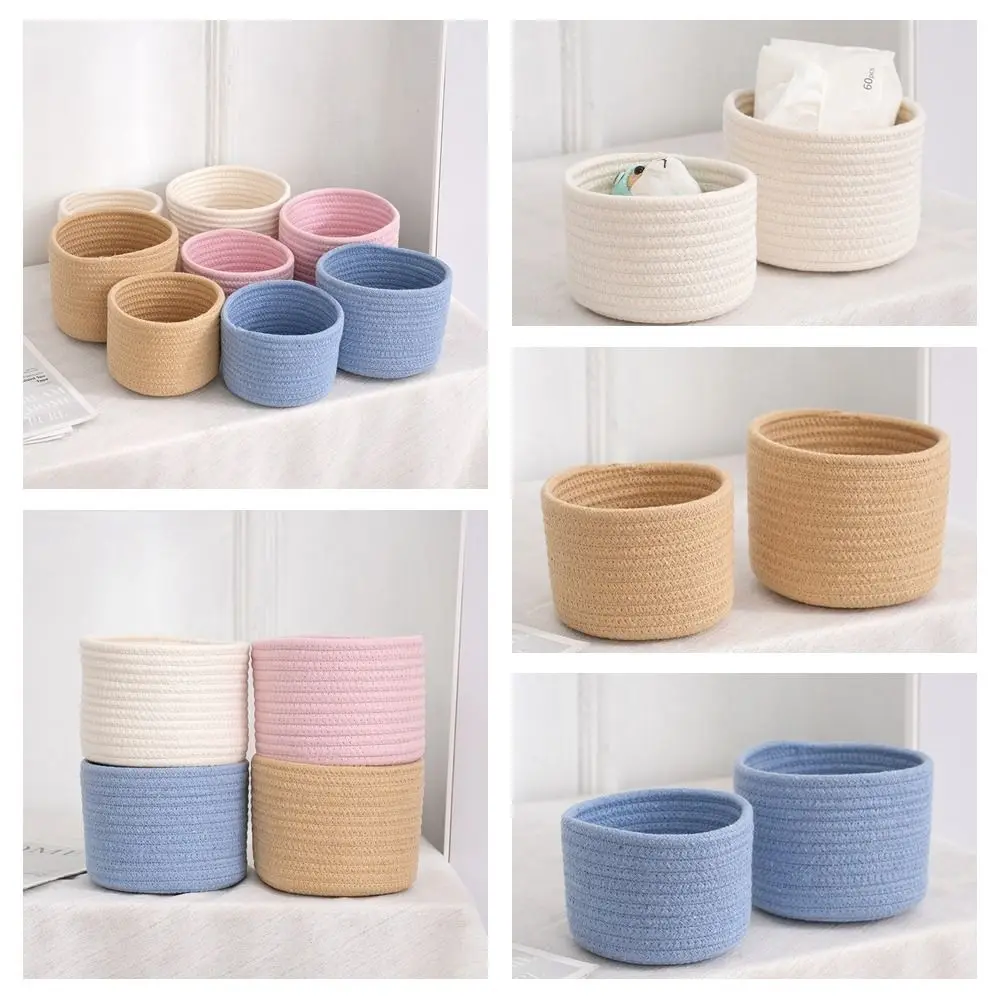 Cestino per cosmetici cestino portaoggetti in corda di cotone cestino portaoggetti intrecciato a mano in stile nordico minimalismo Desktop Organizer snack