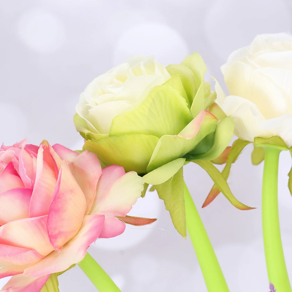 

4 PCS Soft Rubber Neutral Pen with Flower Design Gel Pens for Girls Rose Aesthetic Ink Roses Cute Kawaii