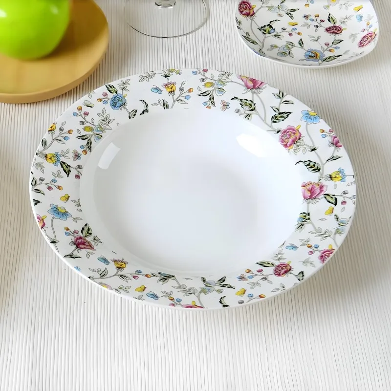 Plat creux profond en porcelaine fine de 9 pouces pour le dîner, plateau de buffet en porcelaine pour salade, plat de service en céramique, assiette de service, plat de service