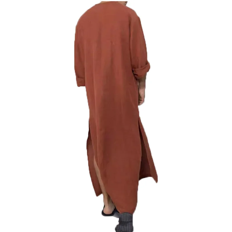 Muçulmano sudeste asiático dubai novo masculino solto gola manga longa robe estilo étnico médio oriente robe