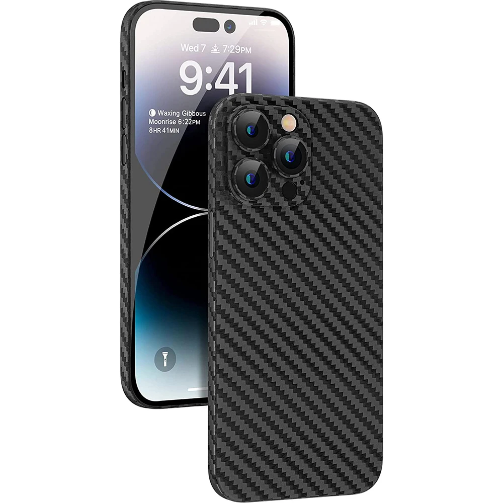 Carbon Fiber Texture Phone Case For iPhone 14 Plus 13 12 Mini 11 Pro Max XR XS Max 7 8 6 Plus 6S 0.3mm Ultra Thin Back Bumper