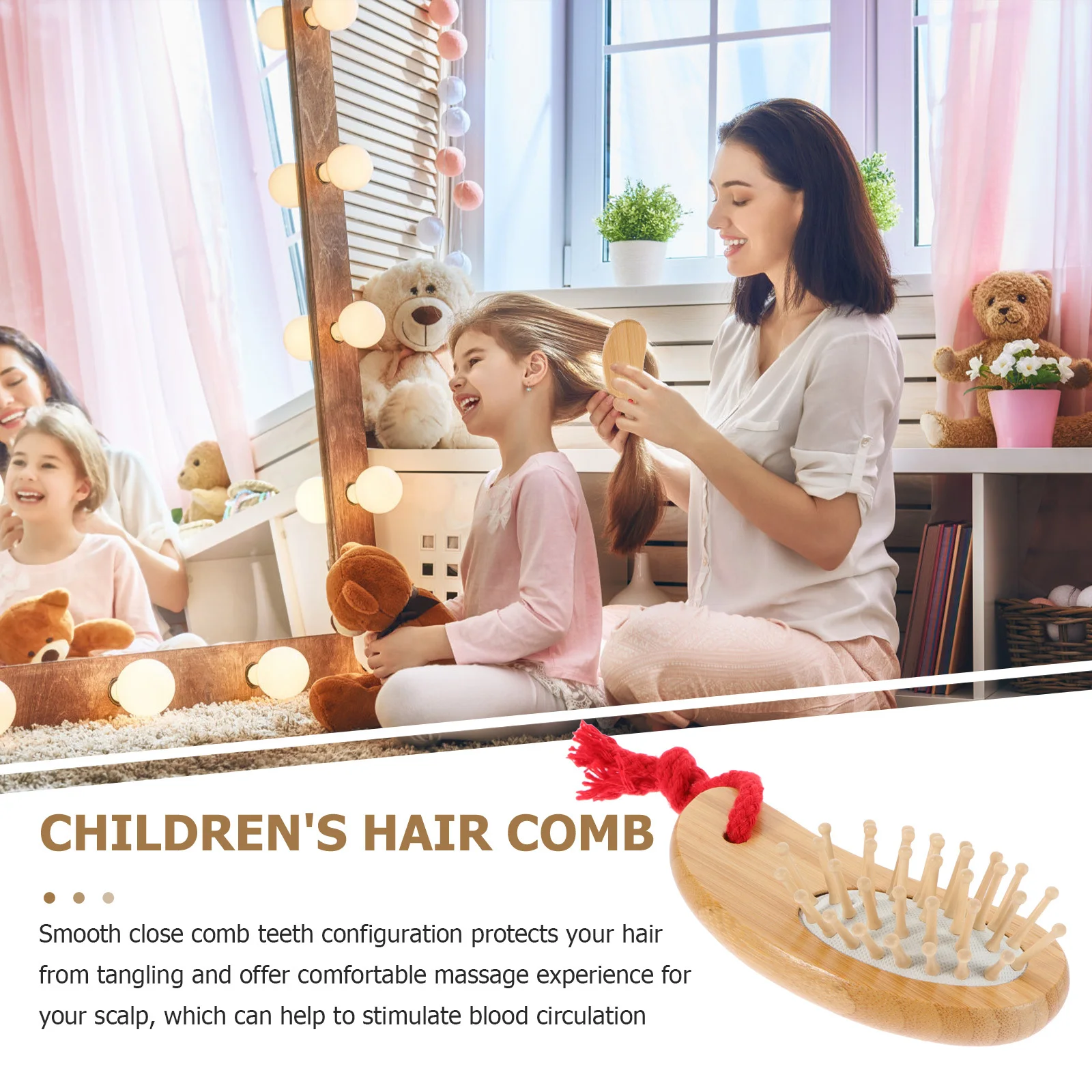 

2Pcs Airbag Comb Wooden Hairdressing Brush Detangling Scalp Massager Comfortable Lightweight Portable Hair Comb for Women