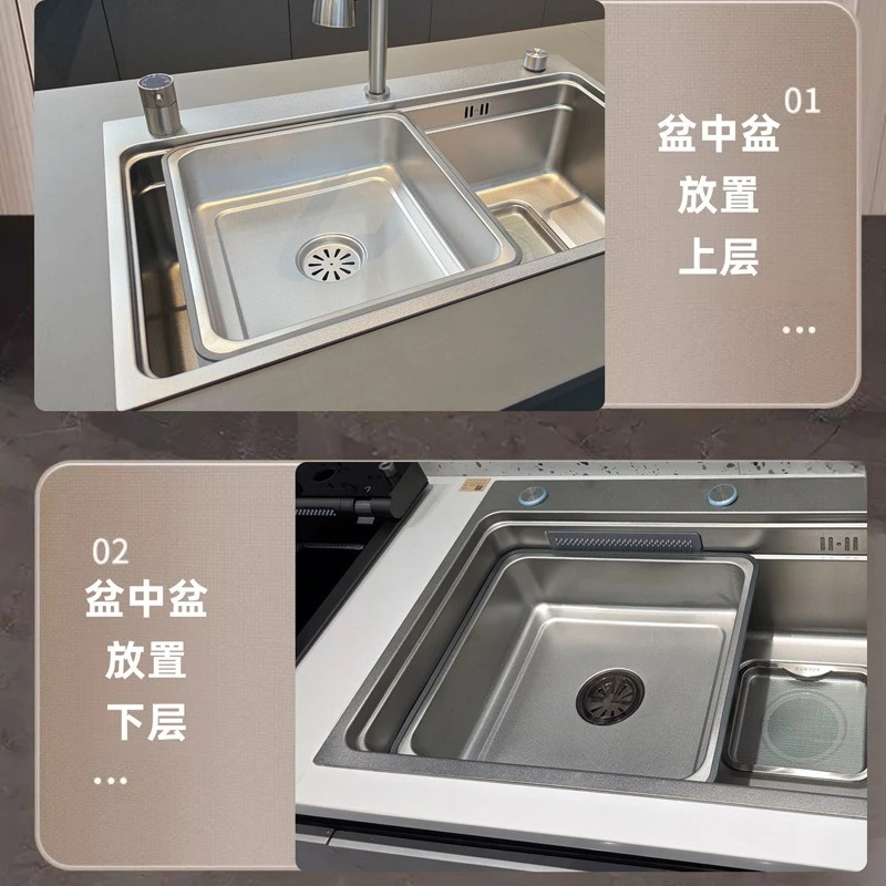 Uncoated 304 stainless steel sink, multi-function sink, embossing table, kitchen vegetable basin, handmade sink