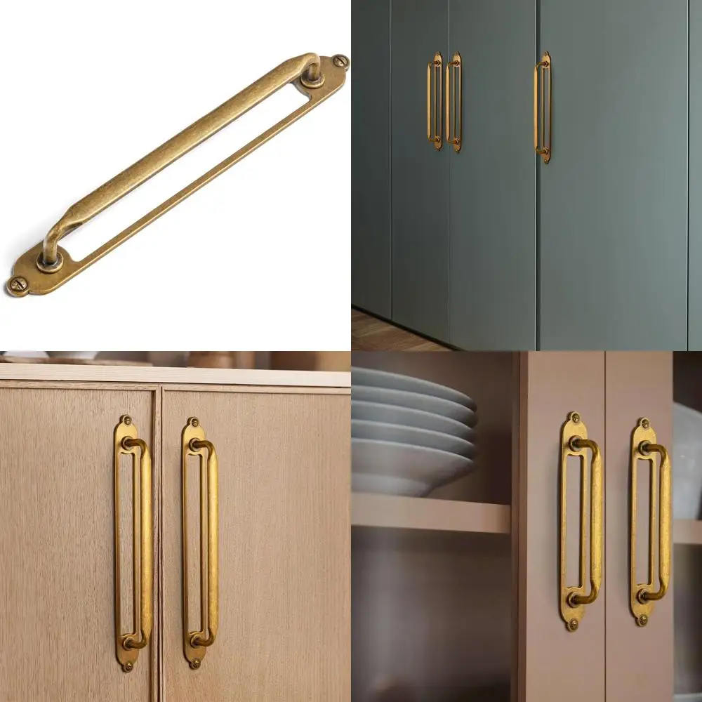 

Vintage Zinc Alloy Cabinet Handles with Backplate - 7.56 (192mm) Hole Centers, Suitable for Bedroom and Kitchen Cabinets, Set of