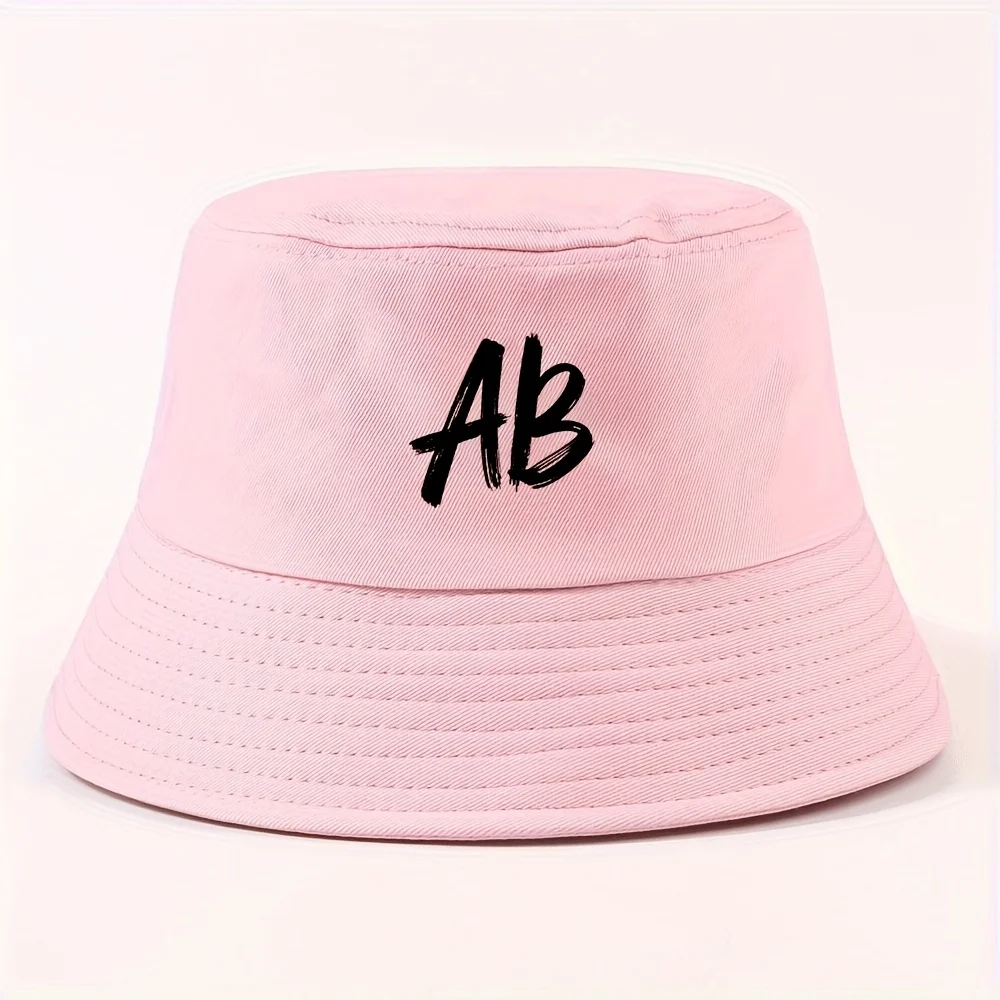 1 chapeau de pêcheur avec motif imprimé AB, idéal pour les sports de plein air et la randonnée, un cadeau pour un choix réfléchit