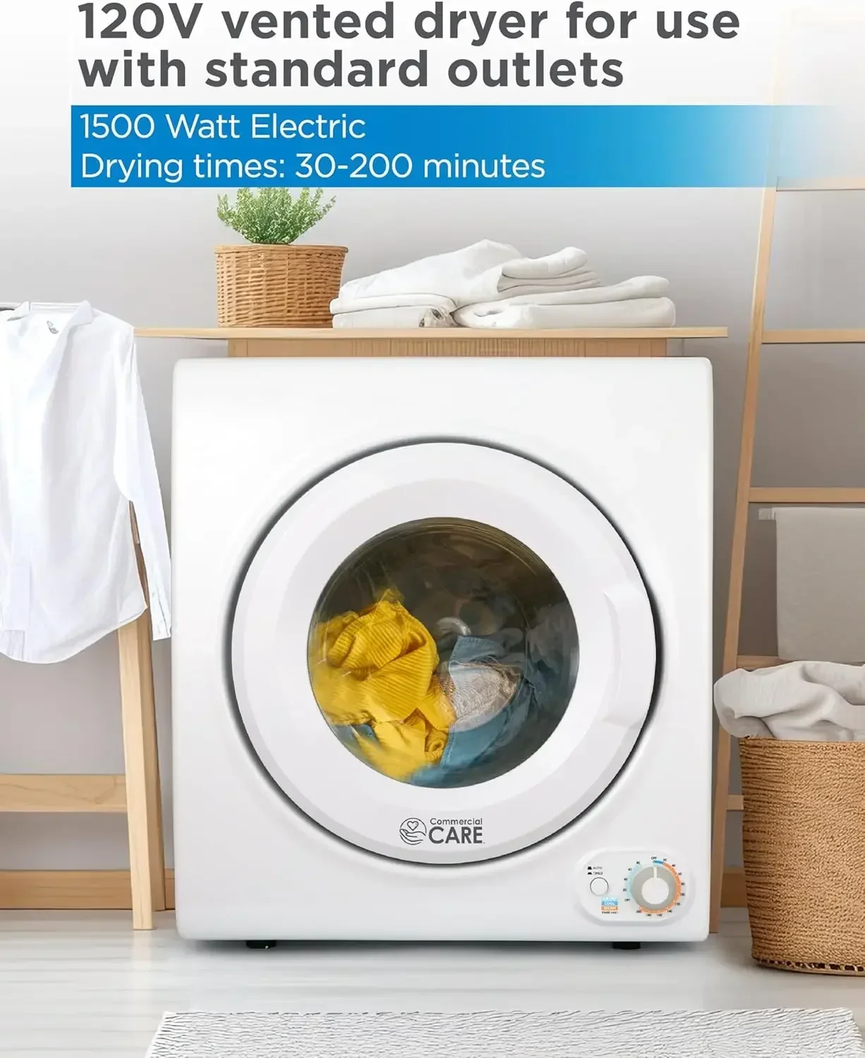 3.5 Cu. Ft. Portable Dryer,120V Electric Dryer for Clothes,Front Loading Dryer Machine Holds Up To 13.2 lbs. or 6 kg. of Laundry