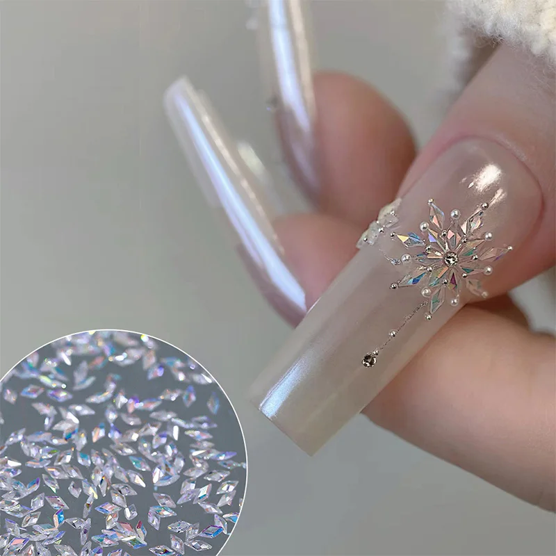 50 個混合ミニ菱形ネイルラインストーン 3D 平底ネイルクリスタル宝石光沢のあるマニキュアチップ 3D ネイルアートデコレーション