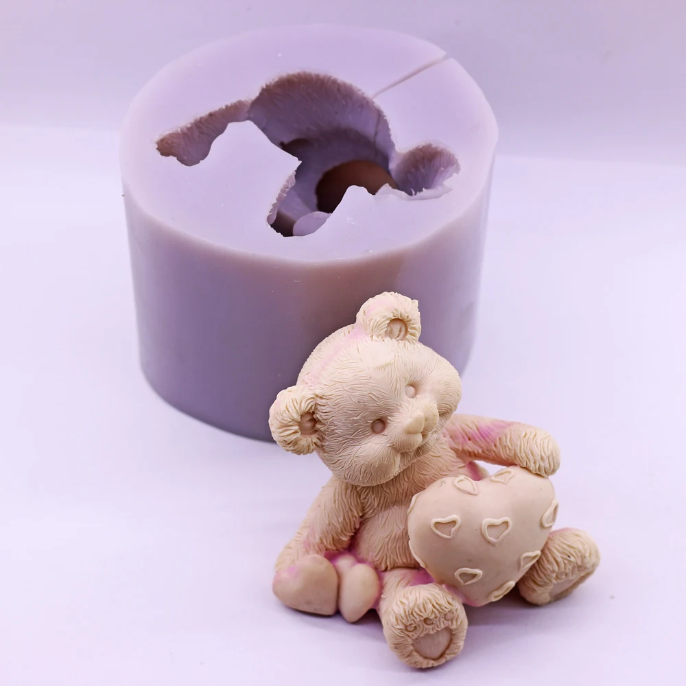 

Hug Love Heart 3D Cute Bear Silicone Mould Wedding Birthday DIY Cake Decor Sugarcraft Chocolate Candy Mold Resin Gypsum Wax Soap