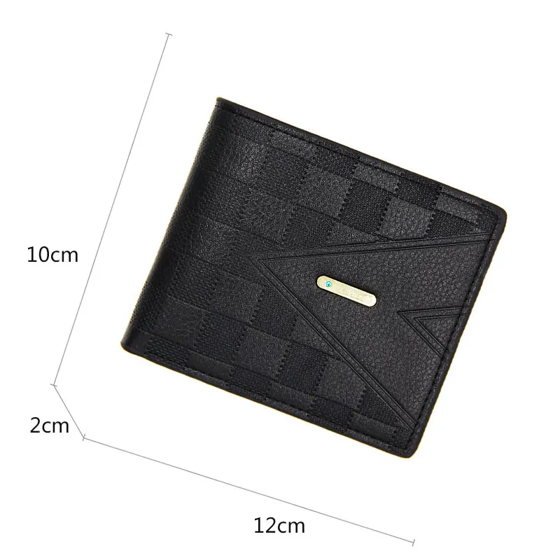 New Men Wallets Short Card Holder High Quality PU Male Purses Zipper Coin Pocket Triangle Stone Pattern Designer Men's Wallet