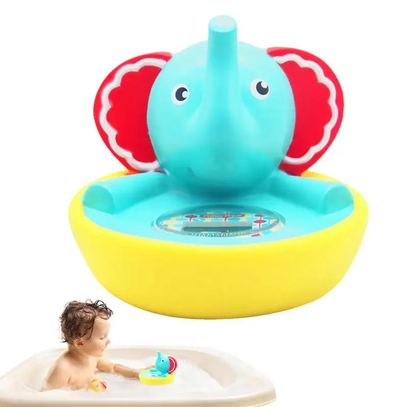 Baby Bath Thermometer Cute Elephant Waterproof Thermometer Room Temperature Fun Animal Floating Bath Toy With Timer