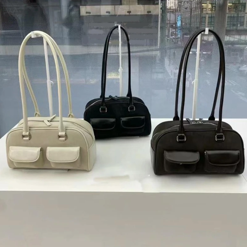 

Vintage Underarm Bag with Multiple Pockets Shoulder Bags PU Handbag Suitable for Carrying Sports Accessories