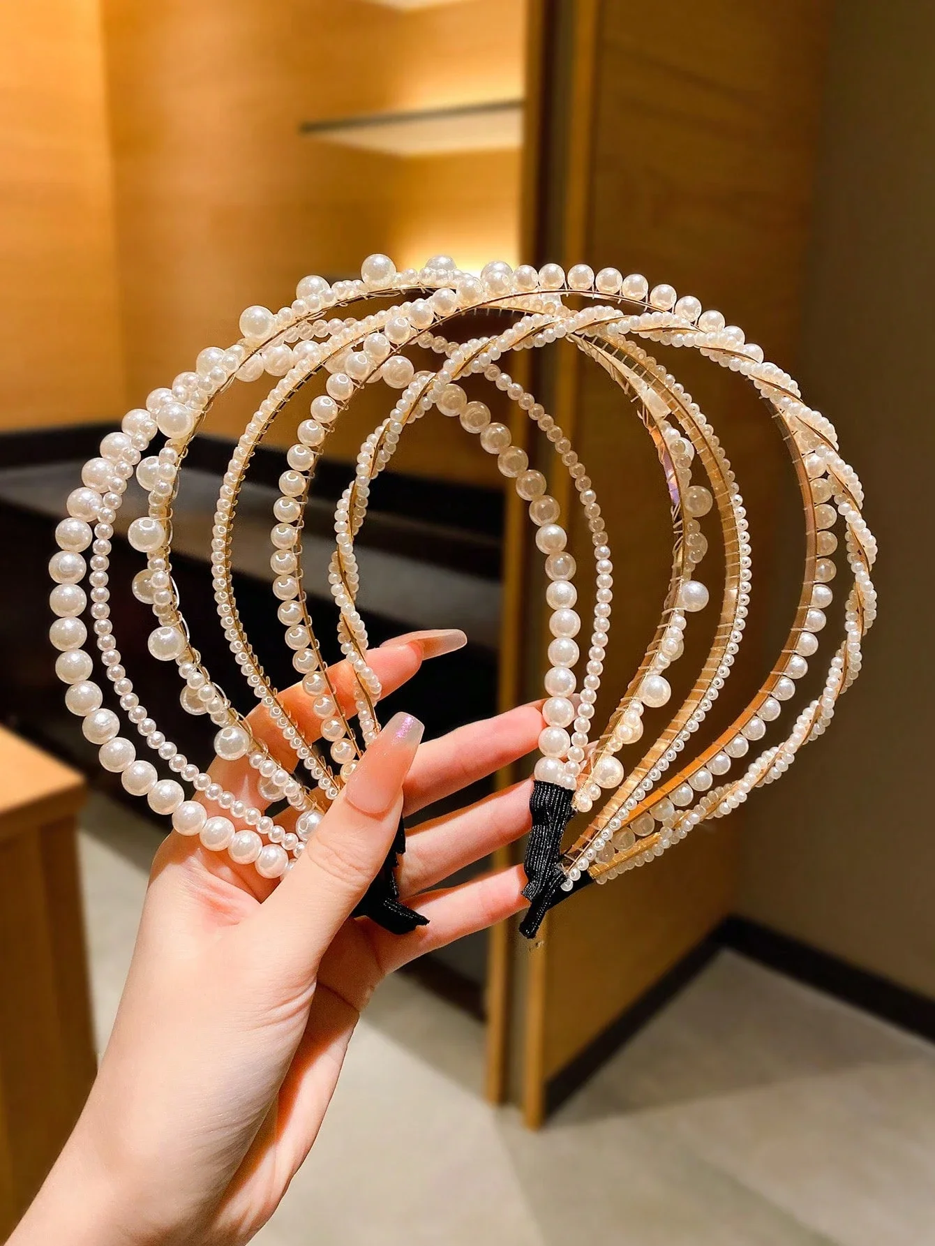 

5pcs Faux Pearl Hairbands For Women Elegant Headwear Accessories