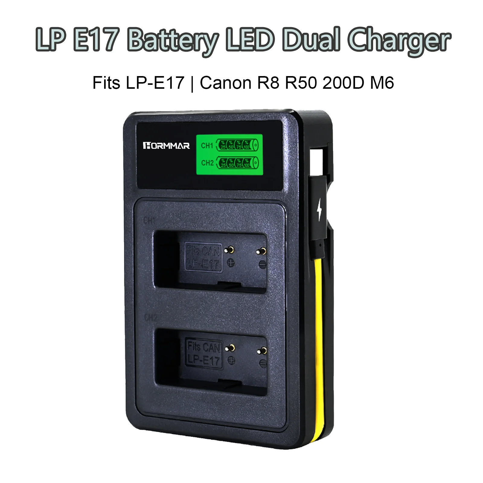 LP-E17 LP E17 Dual LED USB Battery Charger with Type C Port for Canon Cameras EOS 750D 760D T6i T6s M3 Kiss X8i 8000D