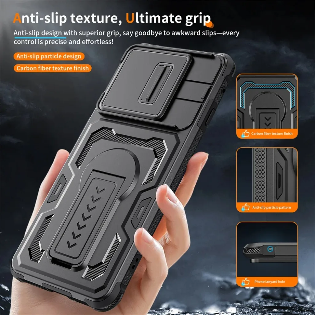 Heavy Duty Shockproof Case W/ Slide Camera Len Cover Kickstand for Motorola Moto G Play 2026 Edge 60 Pro G Stylus Power 5G 2025