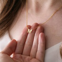 A-Z26 Initial Letters Necklace For Women Stainless Steel Jewelry Pendant Alphabet Single Name Choker Necklaces Dropshipping
