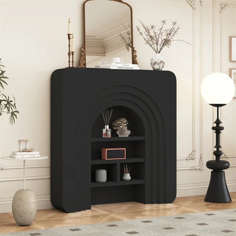 French ins style living room decoration cabinet simulation fireplace Nordic black display entrance cabinet American shelf simple
