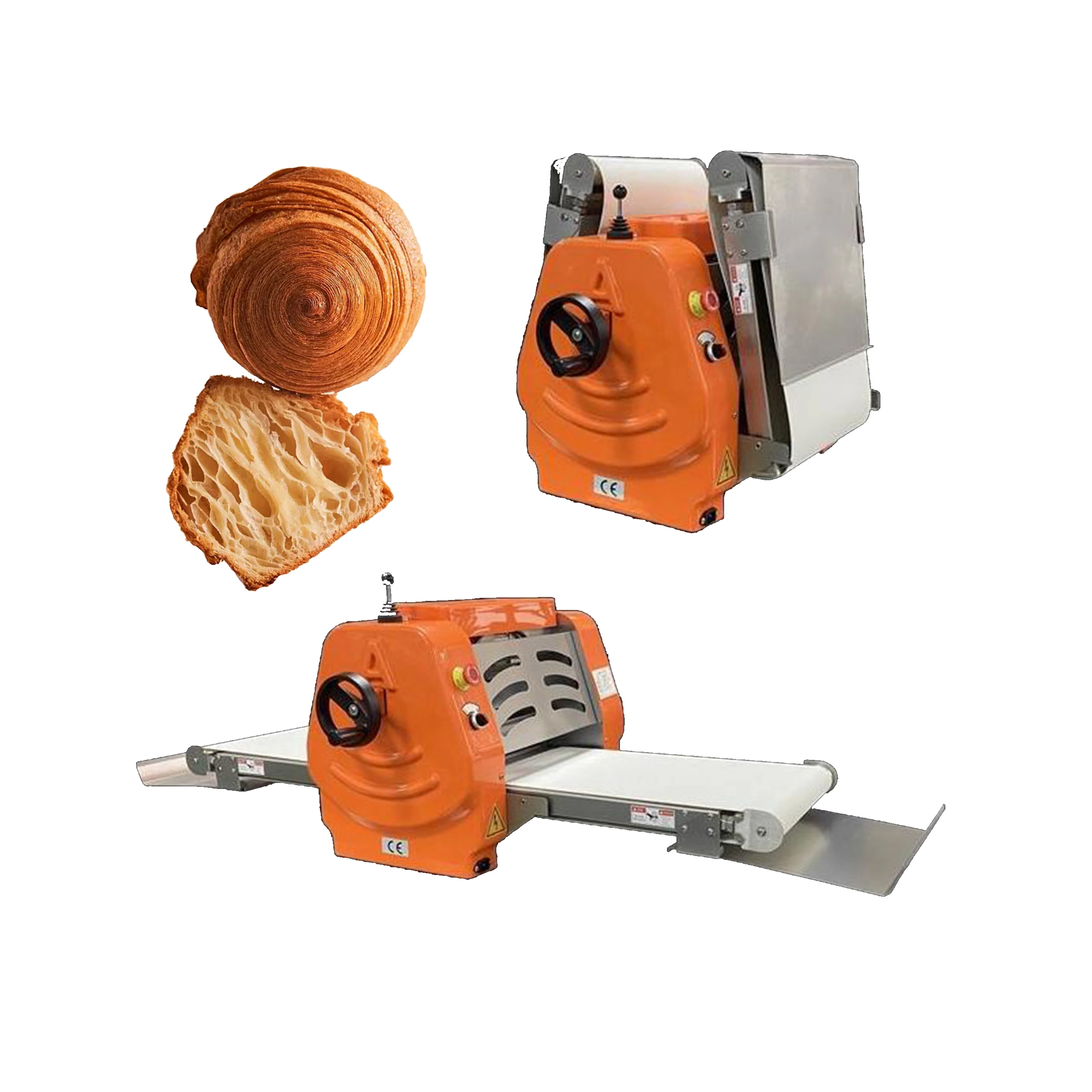 

nf-Table Top Mini Croissant Dough Sheeter Machine Stainless Steel Automatic Dough Sheeter for Bakery！