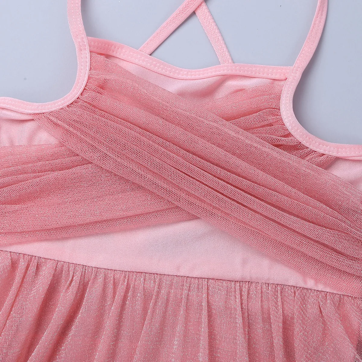 

Kids Girls Jazz Disco Dance Outfit Streetwear Mock Neckline Short Sleeve Mesh Patchwork Cutout Back Shiny Sequins Crop Top+Pants