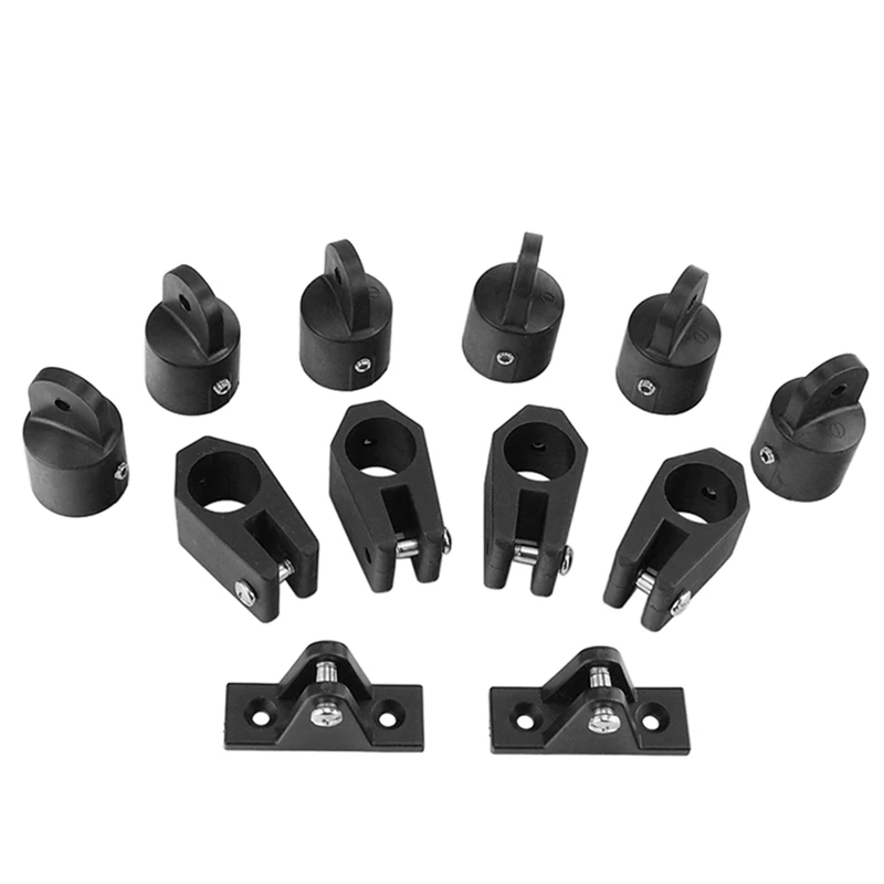 12 PCS Boat Nylon Fittings Hardware Set Black Fits 3 Bow Bimini Top Lightweight And Durable Yacht Accessories