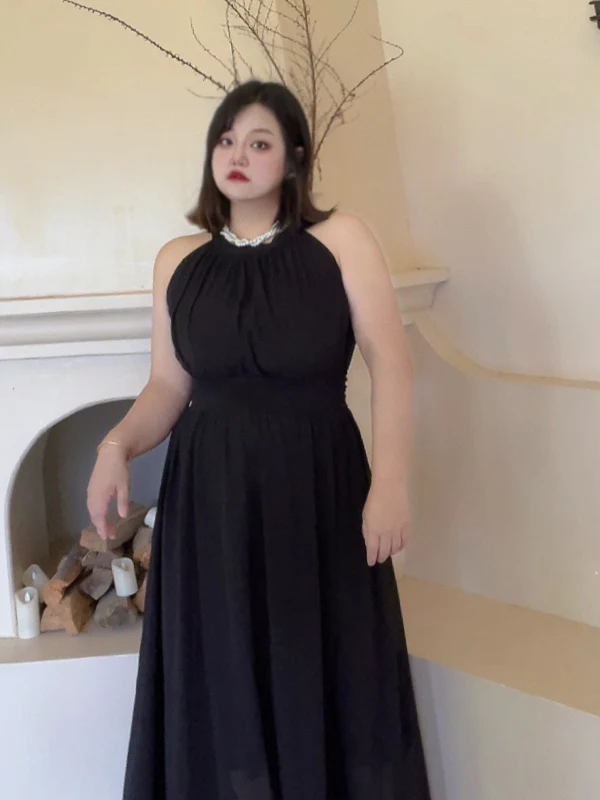 

Платье-миди из шифона больших размеров, приталенное, А-силуэт, для полных женщин, для повседневной носки