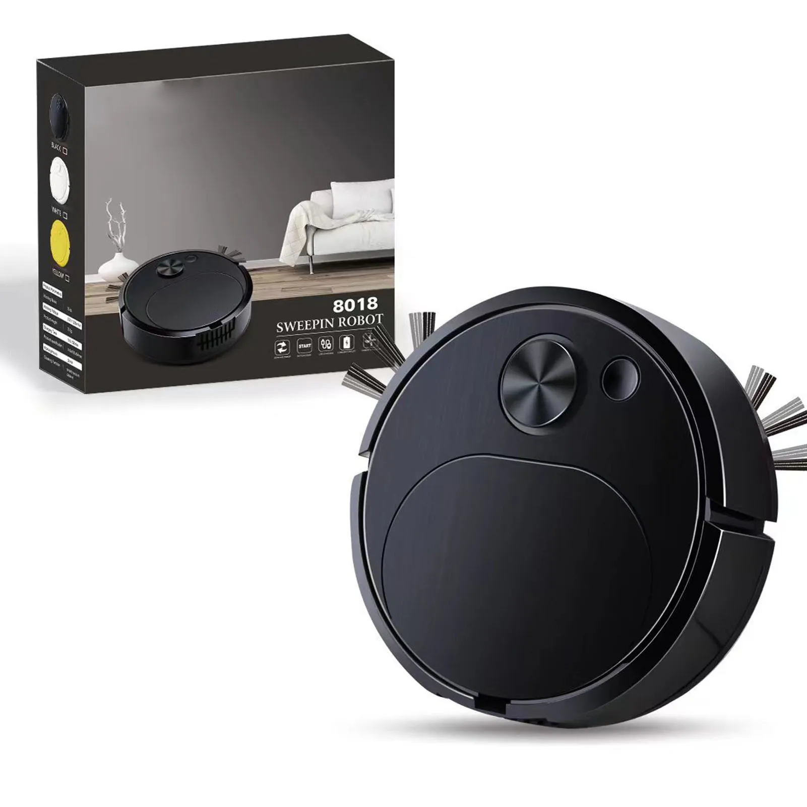 

Automatic Vacuum Cleaner Multi Functional Black Efficient Intelligent Sweeping Robot Low Noise Strong Suction Power for Home