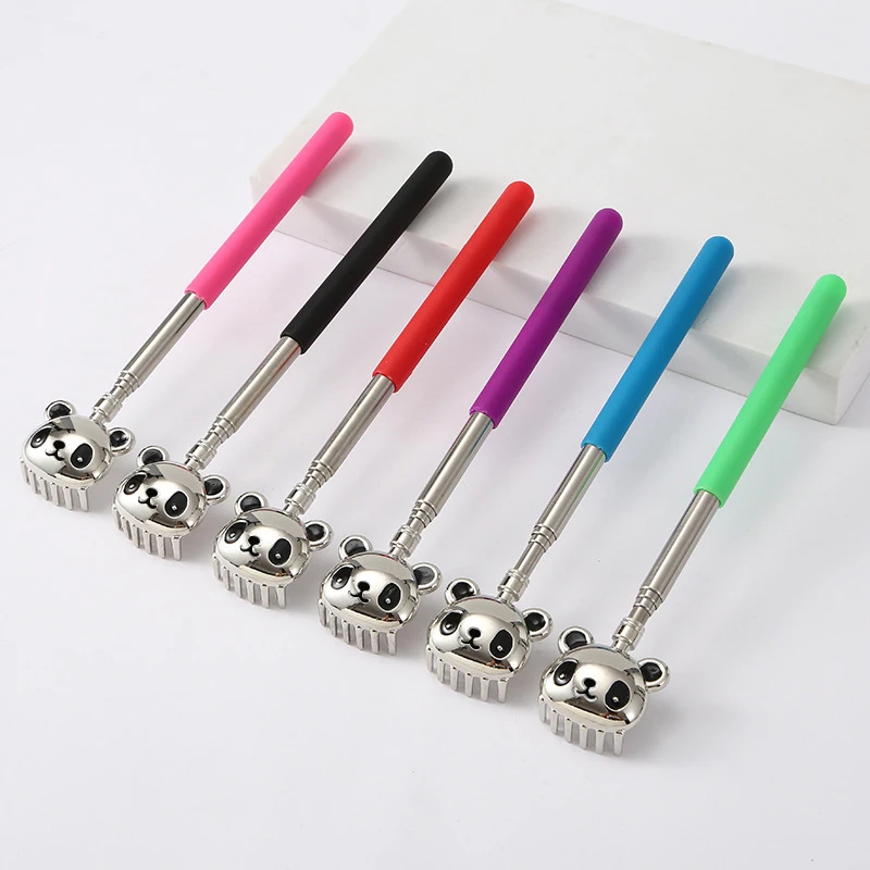 Panda Six Teeth Stainless Steel Back Scratcher Telescopic Back Itching Relief Massager Portable For Old Man Household