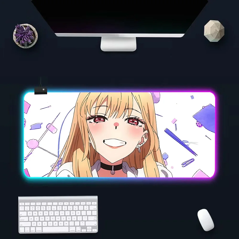 Sono Bisuku Dōru wa Koi o Suru RGB Pc Gamer Keyboard Mouse Pad Mousepad LED Glowing Mouse Mats Rubber Gaming Computer Mausepad