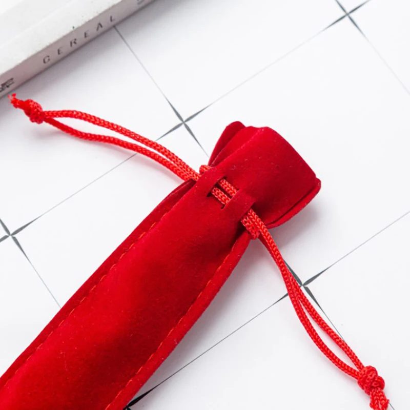 5Pcs/set Thicker Pen Case With Rope Velvet Drawstring Pen Bag Pouch Cloth Pencil Case For One Pen Storage Students Gifts